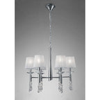 M3851 Tiffany Pendant 6+6 Light E14+G9 Polished Chrome White Shades & Clear Crystal