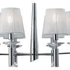 M3851 Tiffany Pendant 6+6 Light E14+G9 Polished Chrome White Shades & Clear Crystal