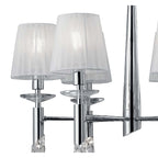 M3851 Tiffany Pendant 6+6 Light E14+G9 Polished Chrome White Shades & Clear Crystal