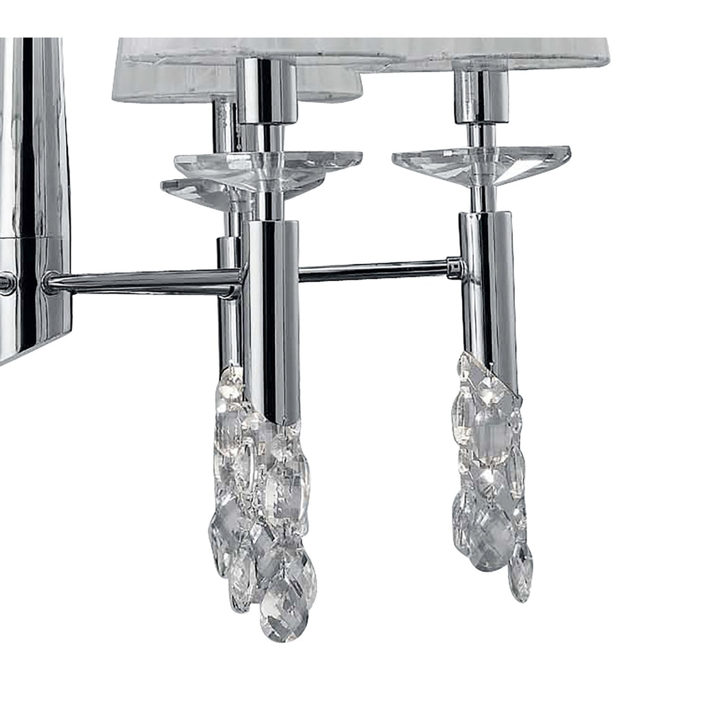 M3851 Tiffany Pendant 6+6 Light E14+G9 Polished Chrome White Shades & Clear Crystal
