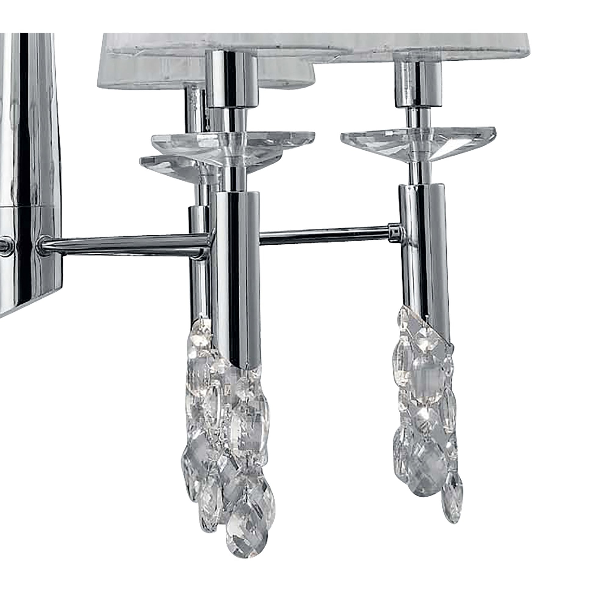 M3851 Tiffany Pendant 6+6 Light E14+G9 Polished Chrome White Shades & Clear Crystal
