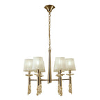 M3851FG Tiffany Pendant 6+6 Light E14+G9 French Gold Cream Shades & Clear Crystal
