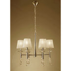 M3851FG Tiffany Pendant 6+6 Light E14+G9 French Gold Cream Shades & Clear Crystal