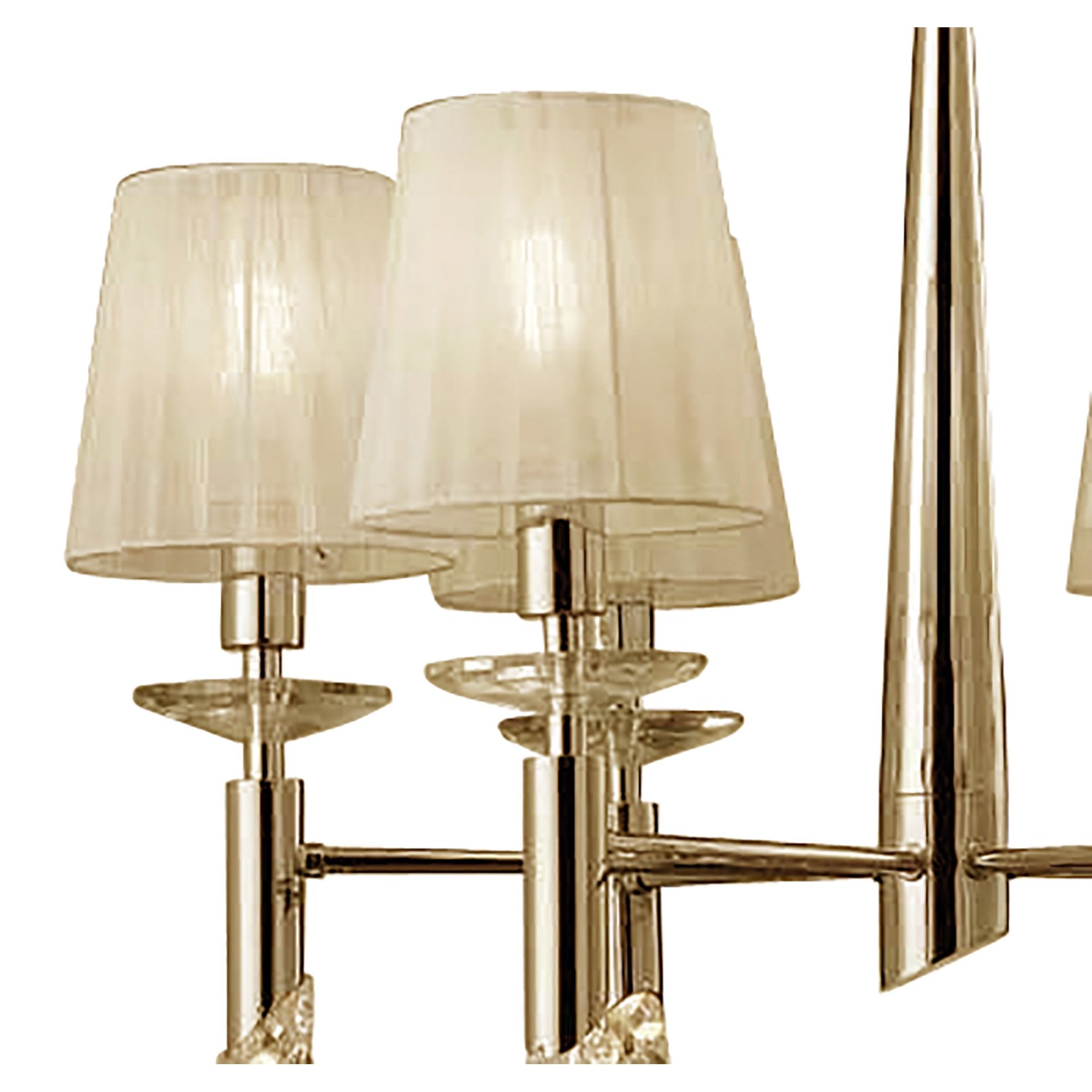 M3851FG Tiffany Pendant 6+6 Light E14+G9 French Gold Cream Shades & Clear Crystal
