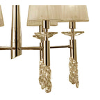 M3851FG Tiffany Pendant 6+6 Light E14+G9 French Gold Cream Shades & Clear Crystal