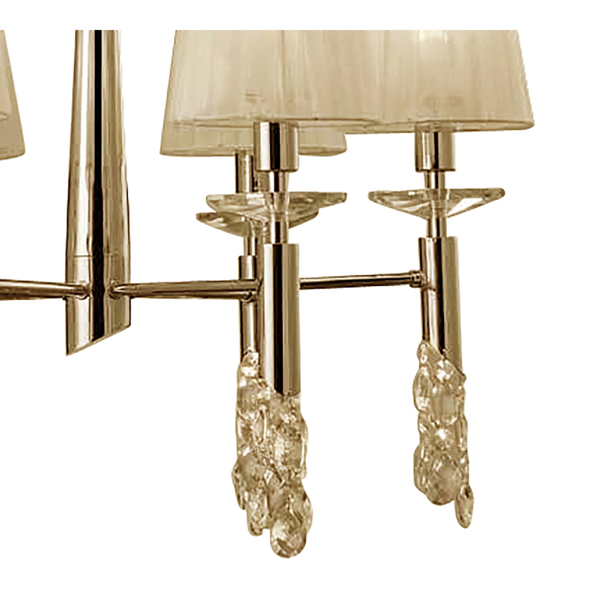 M3851FG Tiffany Pendant 6+6 Light E14+G9 French Gold Cream Shades & Clear Crystal