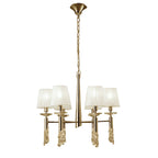 M3851FG/WS Tiffany Pendant 6+6 Light E14+G9 French Gold White Shades & Clear Crystal