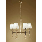 M3851FG/WS Tiffany Pendant 6+6 Light E14+G9 French Gold White Shades & Clear Crystal