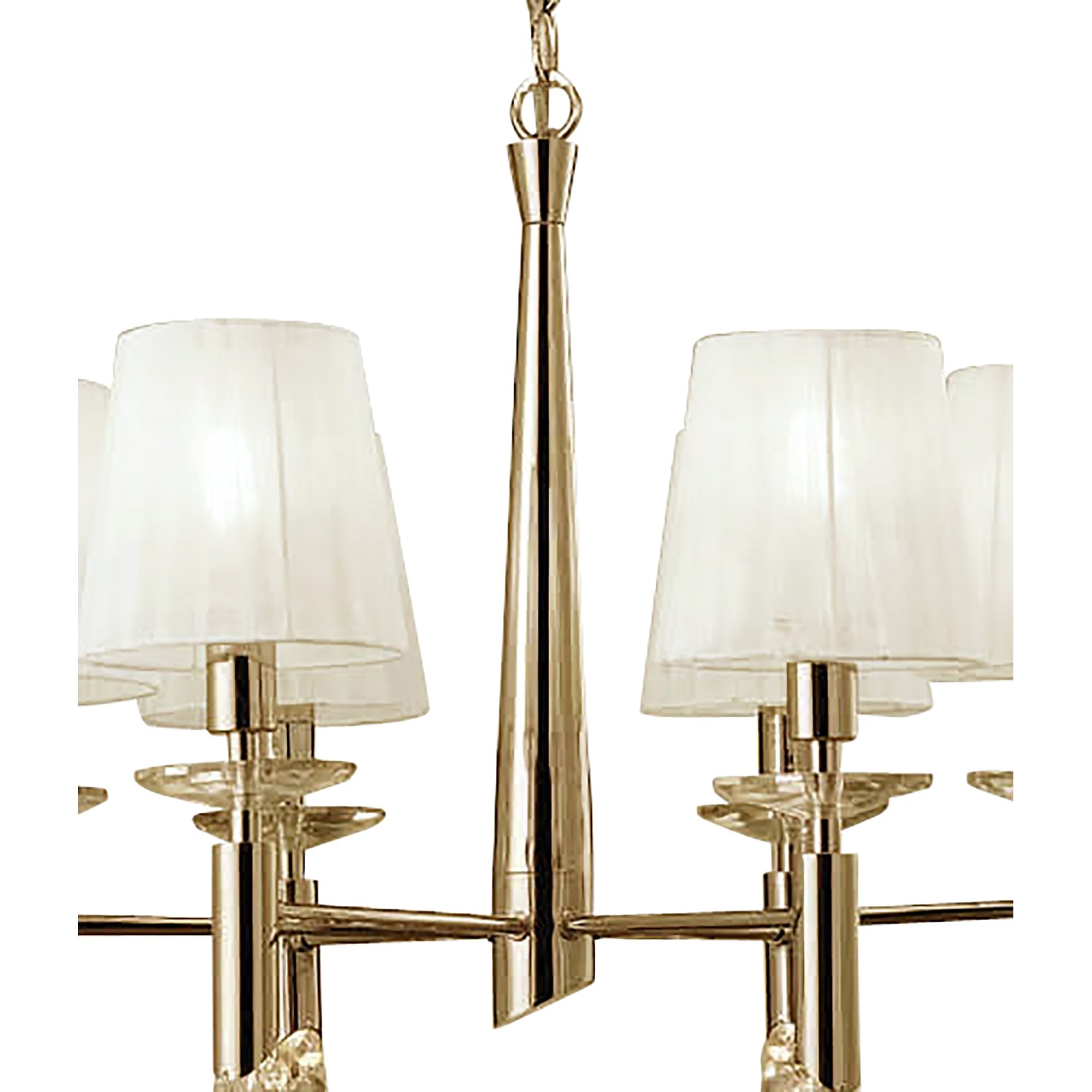 M3851FG/WS Tiffany Pendant 6+6 Light E14+G9 French Gold White Shades & Clear Crystal