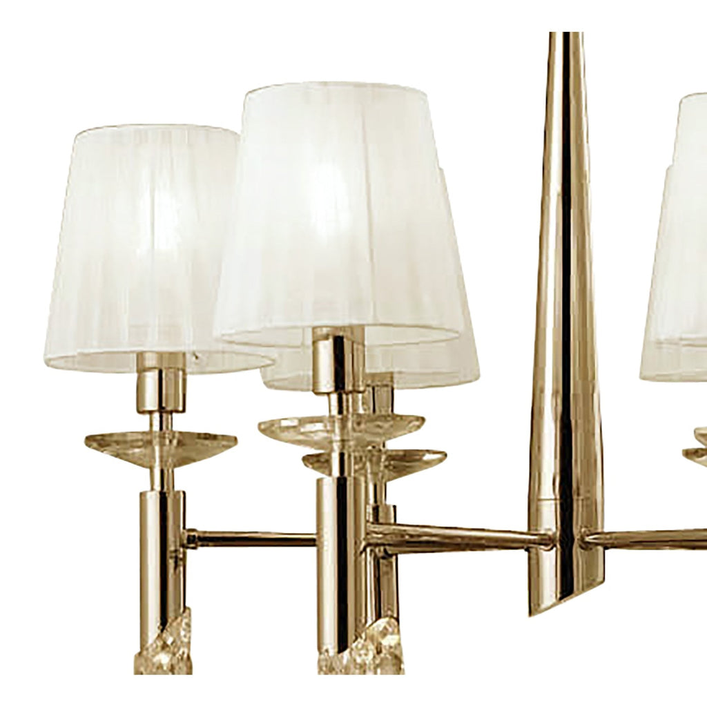 M3851FG/WS Tiffany Pendant 6+6 Light E14+G9 French Gold White Shades & Clear Crystal