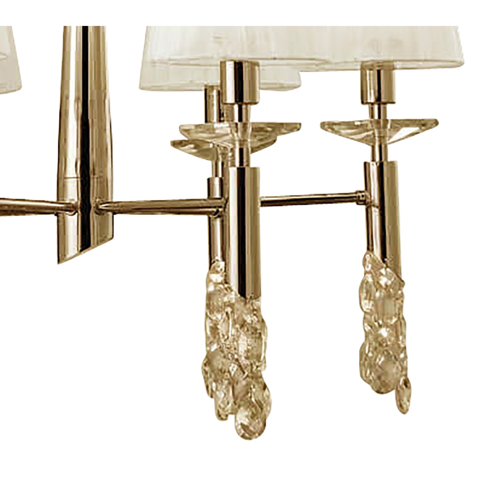 M3851FG/WS Tiffany Pendant 6+6 Light E14+G9 French Gold White Shades & Clear Crystal