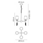 M3852/CS Tiffany Pendant 4+4 Light E14+G9 Polished Chrome Cream Shades & Clear Crystal