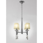 M3852/CS Tiffany Pendant 4+4 Light E14+G9 Polished Chrome Cream Shades & Clear Crystal