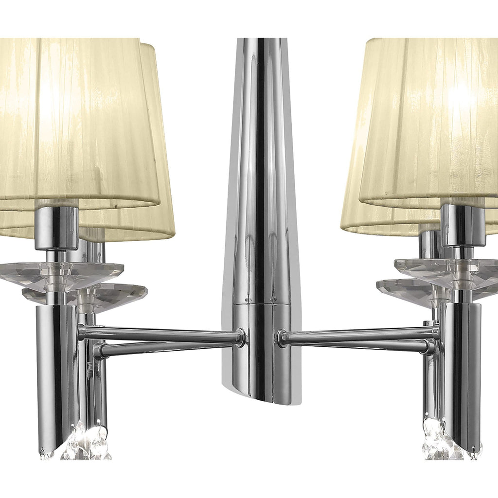 M3852/CS Tiffany Pendant 4+4 Light E14+G9 Polished Chrome Cream Shades & Clear Crystal