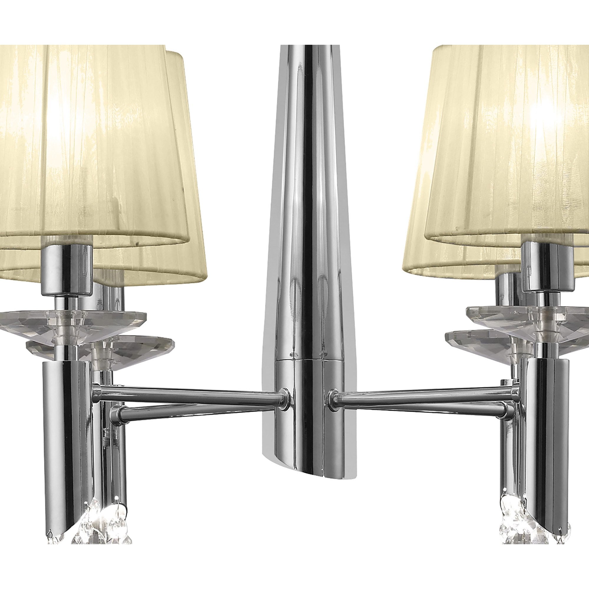 M3852/CS Tiffany Pendant 4+4 Light E14+G9 Polished Chrome Cream Shades & Clear Crystal