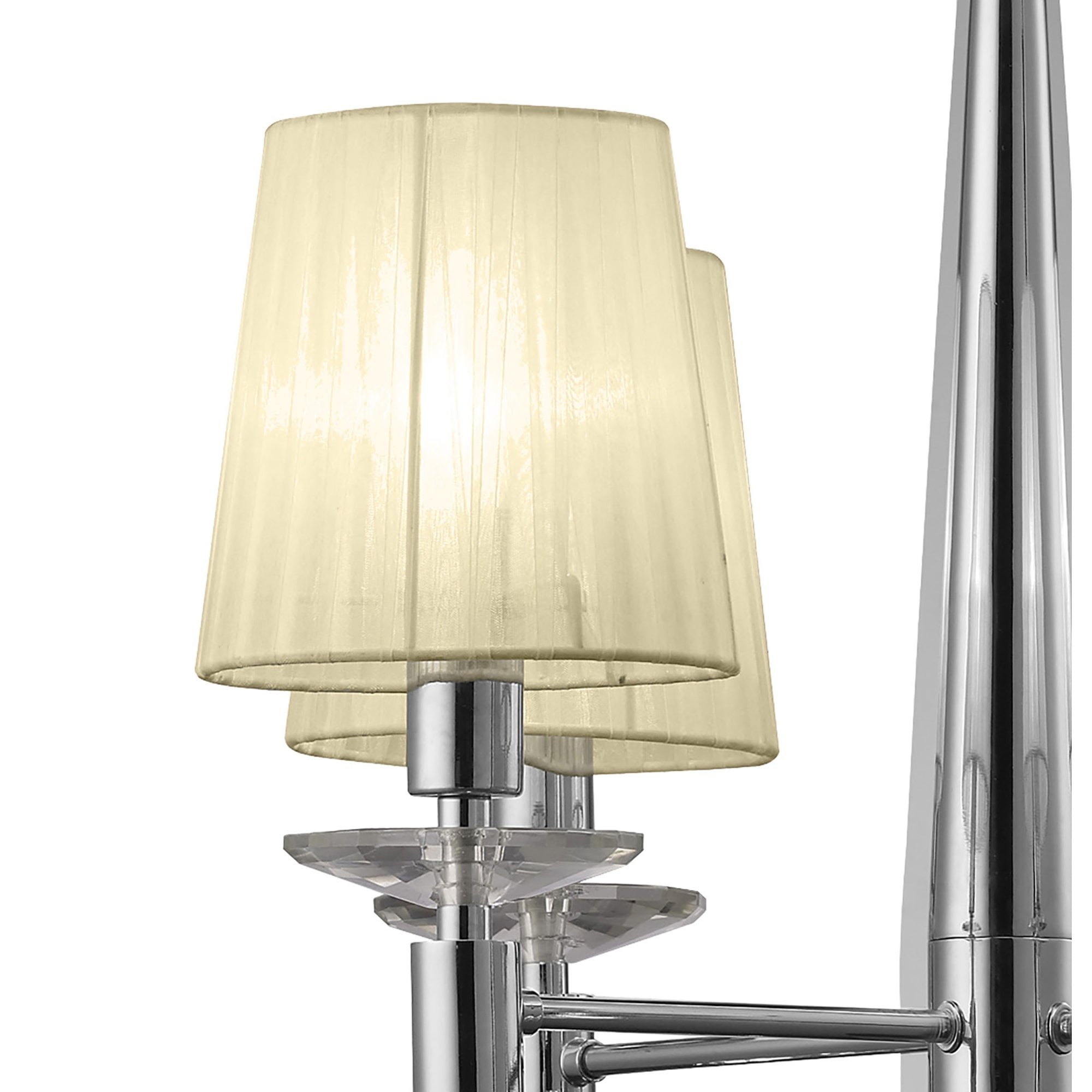 M3852/CS Tiffany Pendant 4+4 Light E14+G9 Polished Chrome Cream Shades & Clear Crystal