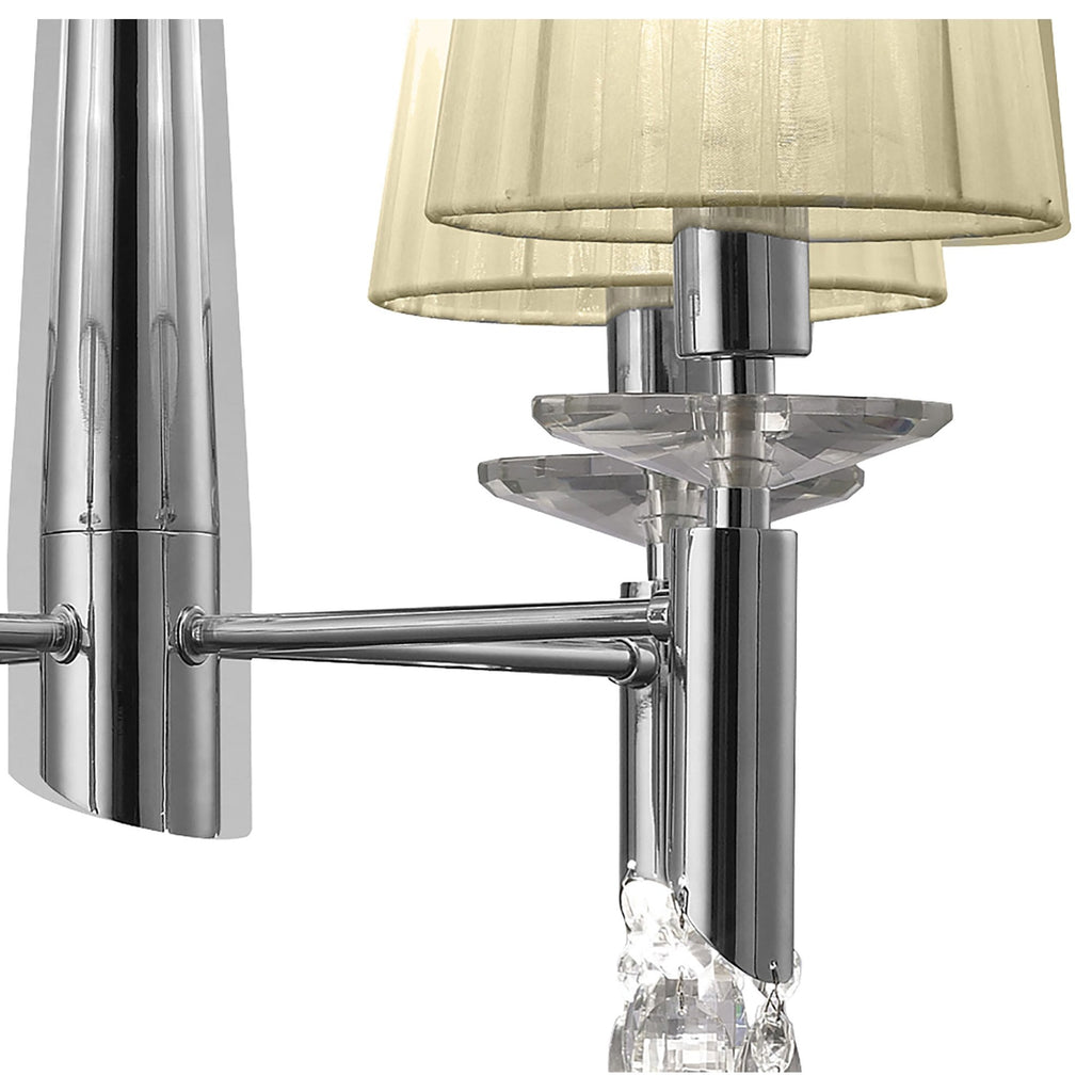 M3852/CS Tiffany Pendant 4+4 Light E14+G9 Polished Chrome Cream Shades & Clear Crystal