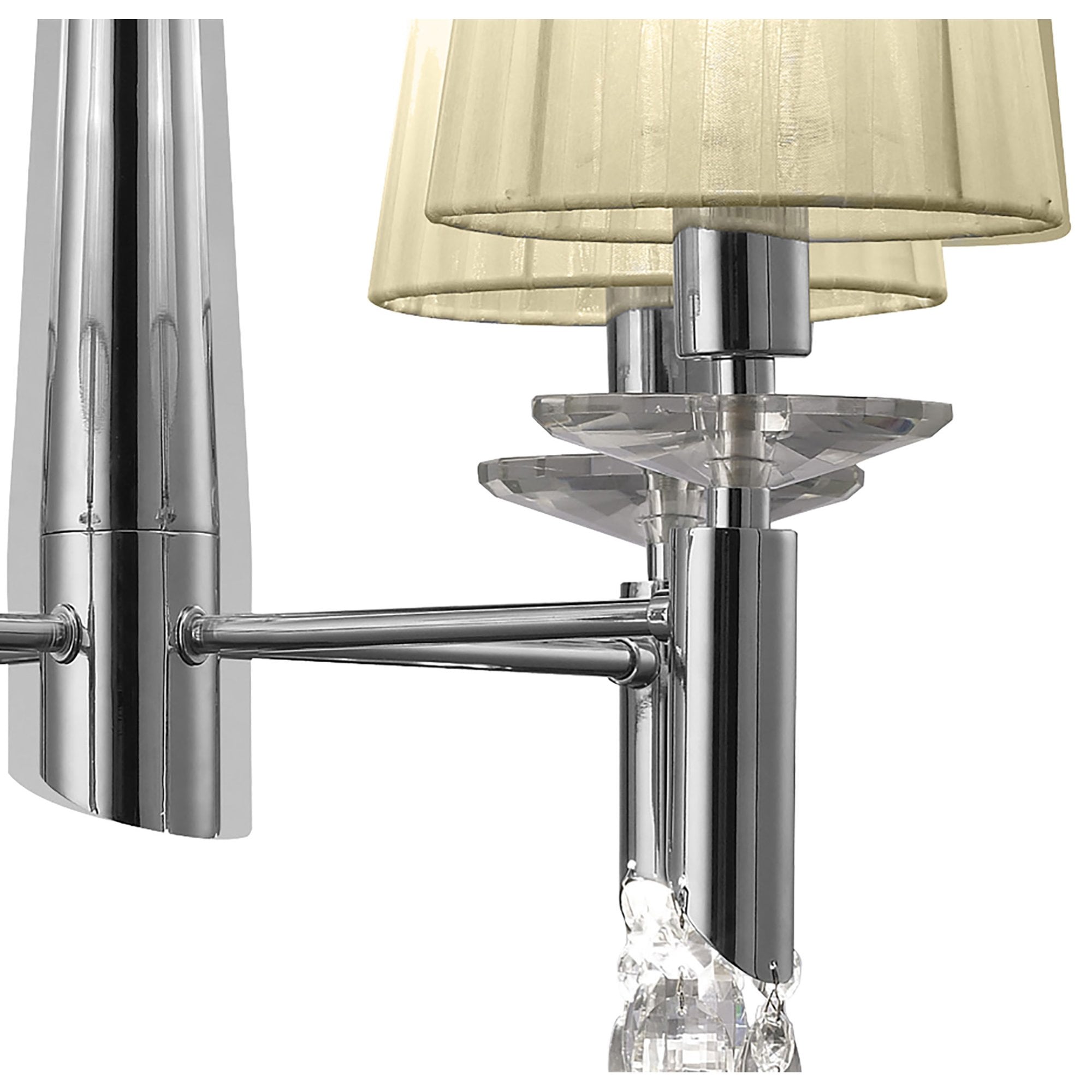 M3852/CS Tiffany Pendant 4+4 Light E14+G9 Polished Chrome Cream Shades & Clear Crystal