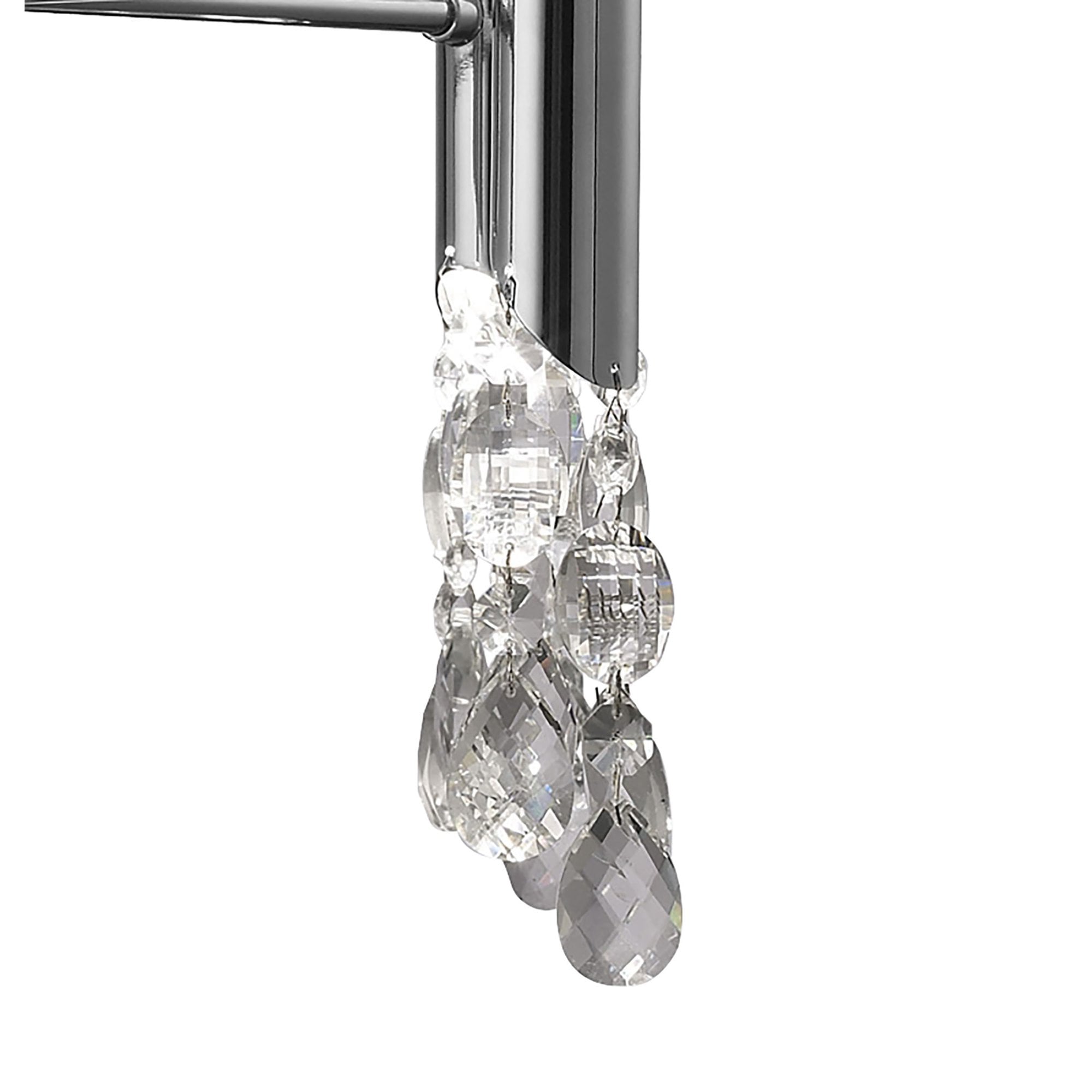M3852/CS Tiffany Pendant 4+4 Light E14+G9 Polished Chrome Cream Shades & Clear Crystal