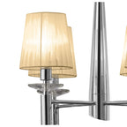 M3852/SBS Tiffany Pendant 4+4 Light E14+G9 Polished Chrome Soft Bronze Shades & Clear Crystal