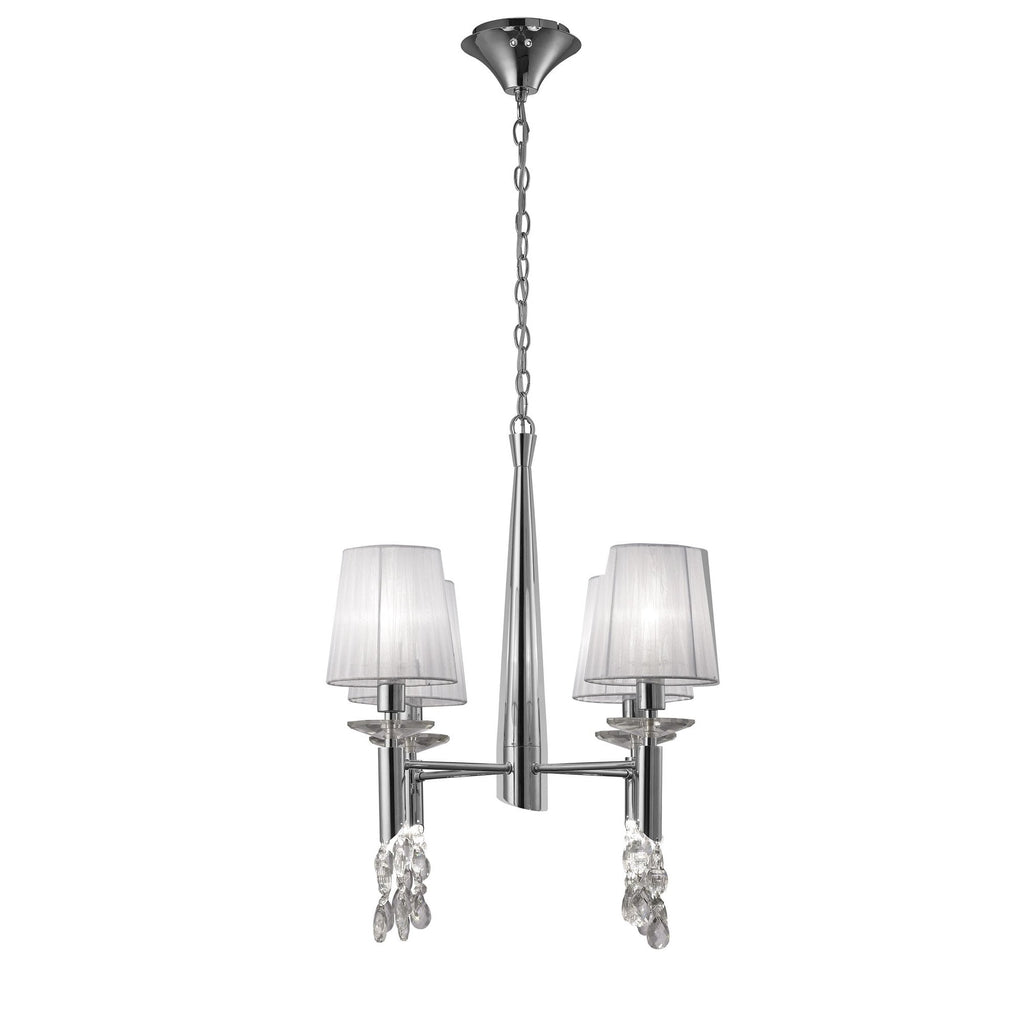 M3852 Tiffany Pendant 4+4 Light E14+G9 Polished Chrome White Shades & Clear Crystal