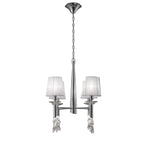 M3852 Tiffany Pendant 4+4 Light E14+G9 Polished Chrome White Shades & Clear Crystal
