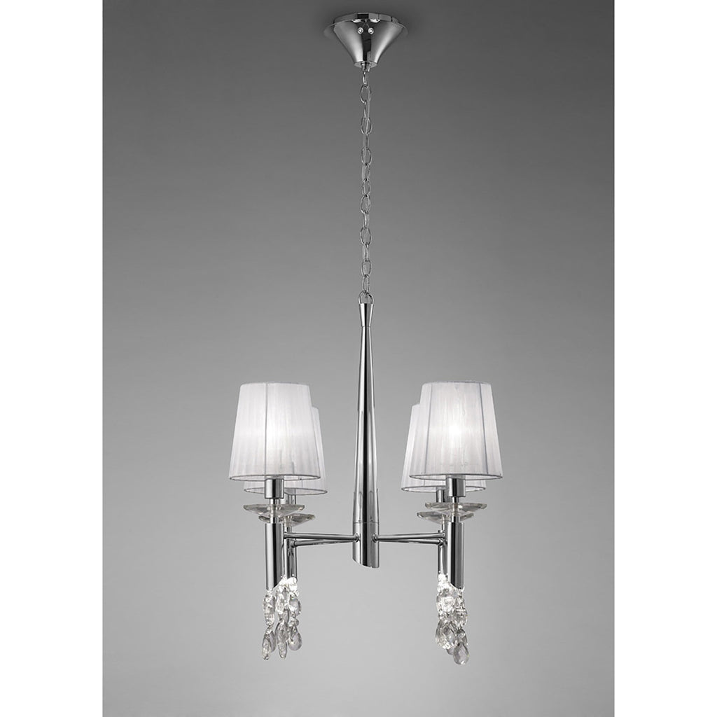 M3852 Tiffany Pendant 4+4 Light E14+G9 Polished Chrome White Shades & Clear Crystal