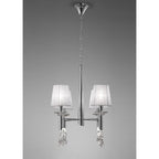 M3852 Tiffany Pendant 4+4 Light E14+G9 Polished Chrome White Shades & Clear Crystal