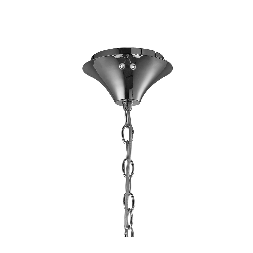M3852 Tiffany Pendant 4+4 Light E14+G9 Polished Chrome White Shades & Clear Crystal