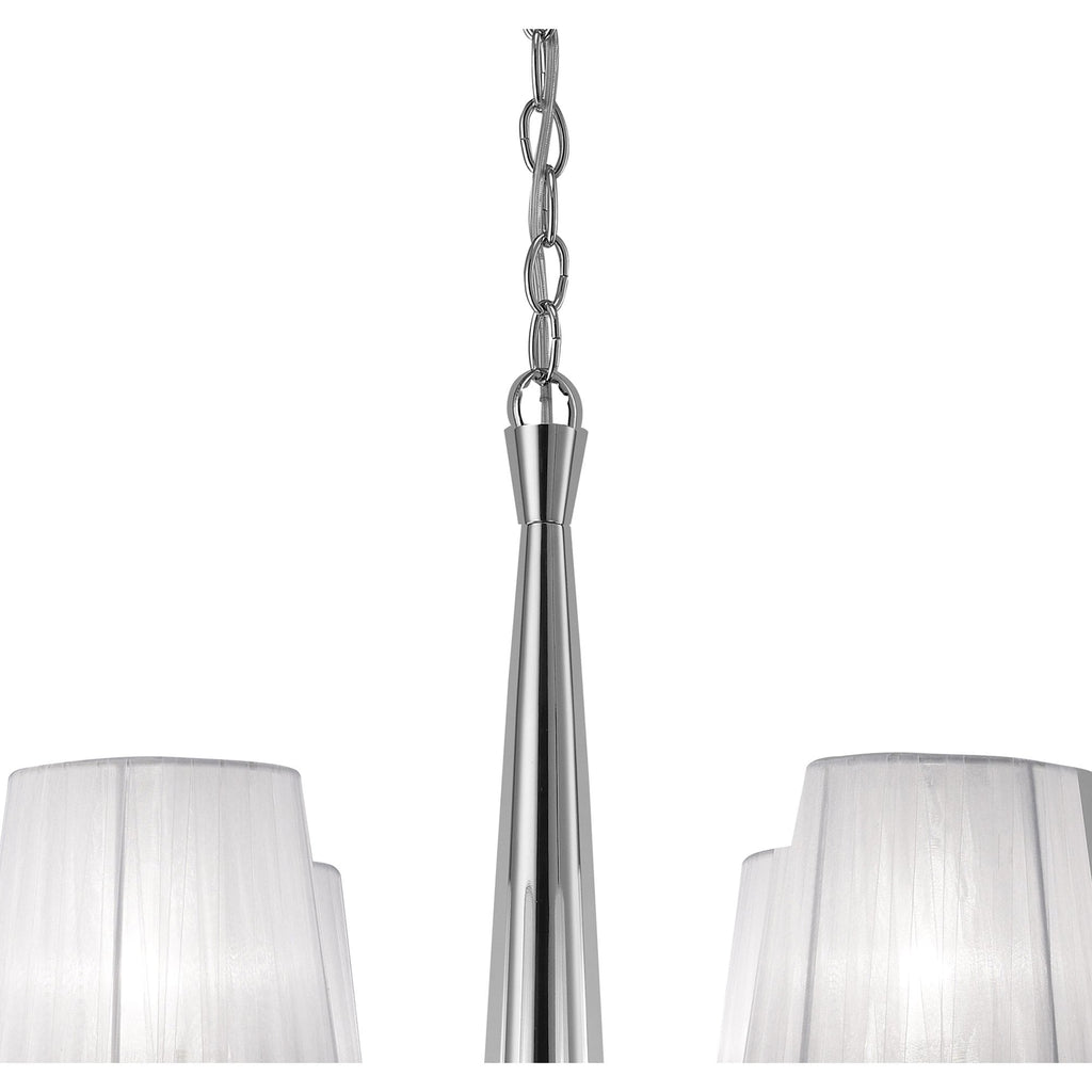M3852 Tiffany Pendant 4+4 Light E14+G9 Polished Chrome White Shades & Clear Crystal
