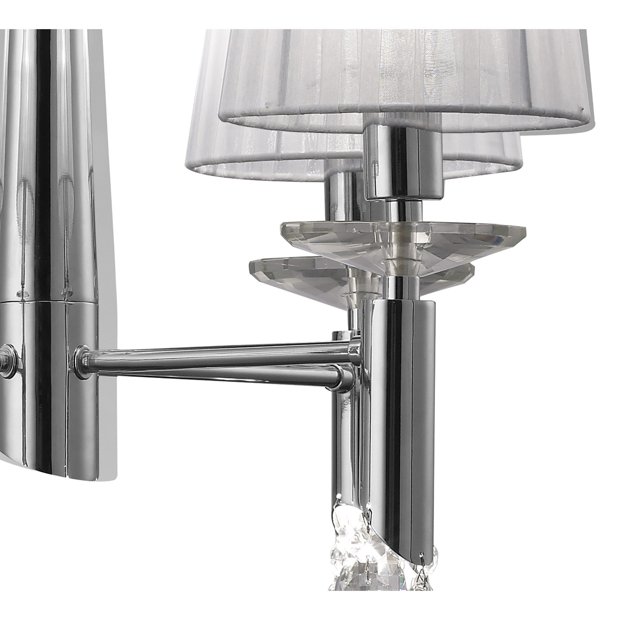 M3852 Tiffany Pendant 4+4 Light E14+G9 Polished Chrome White Shades & Clear Crystal