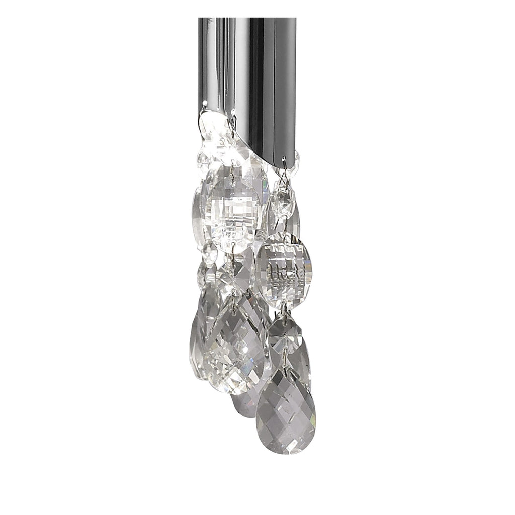 M3852 Tiffany Pendant 4+4 Light E14+G9 Polished Chrome White Shades & Clear Crystal