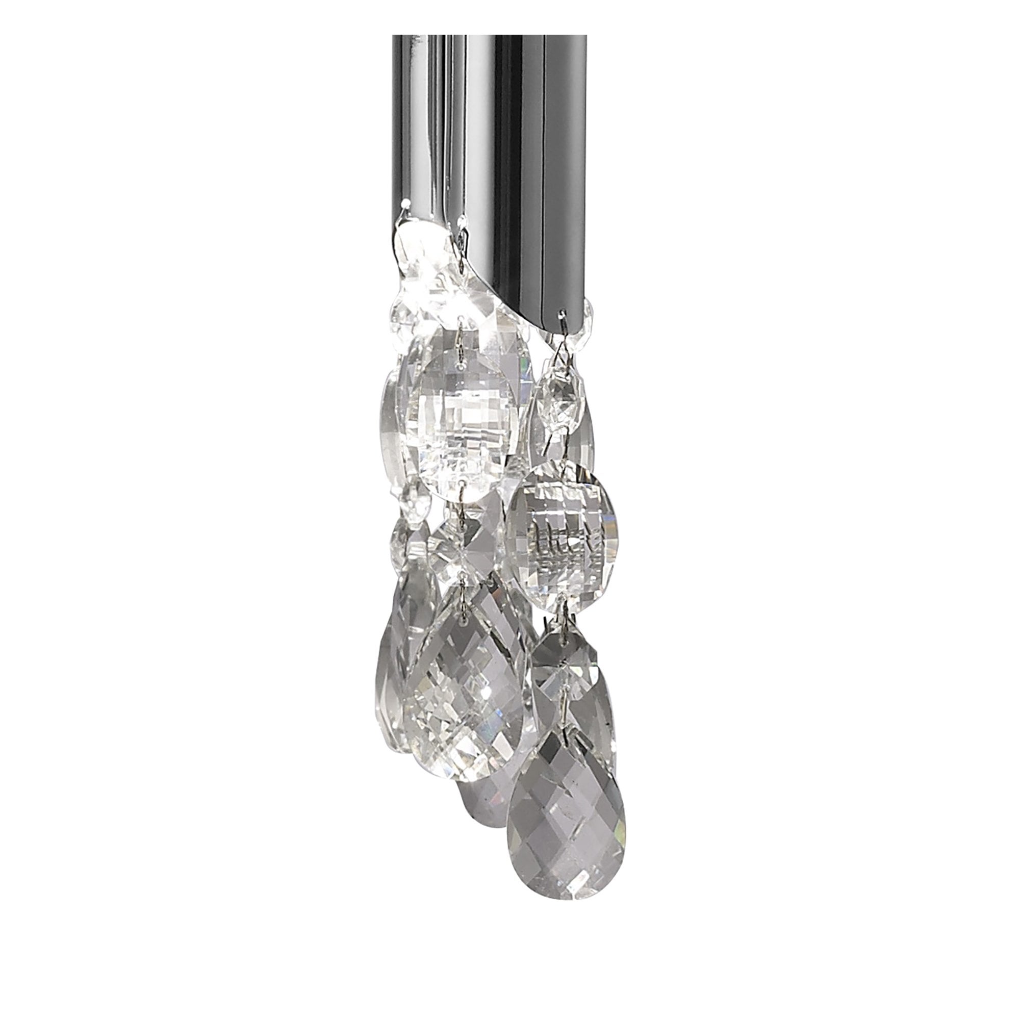 M3852 Tiffany Pendant 4+4 Light E14+G9 Polished Chrome White Shades & Clear Crystal