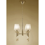 M3852FG Tiffany Pendant 4+4 Light E14+G9 French Gold Cream Shades & Clear Crystal