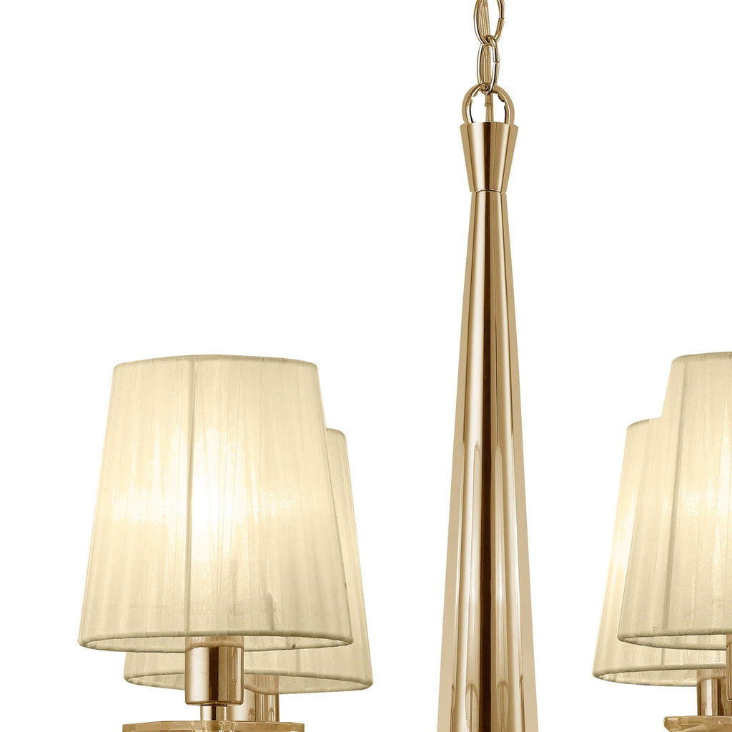 M3852FG Tiffany Pendant 4+4 Light E14+G9 French Gold Cream Shades & Clear Crystal
