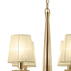 M3852FG Tiffany Pendant 4+4 Light E14+G9 French Gold Cream Shades & Clear Crystal