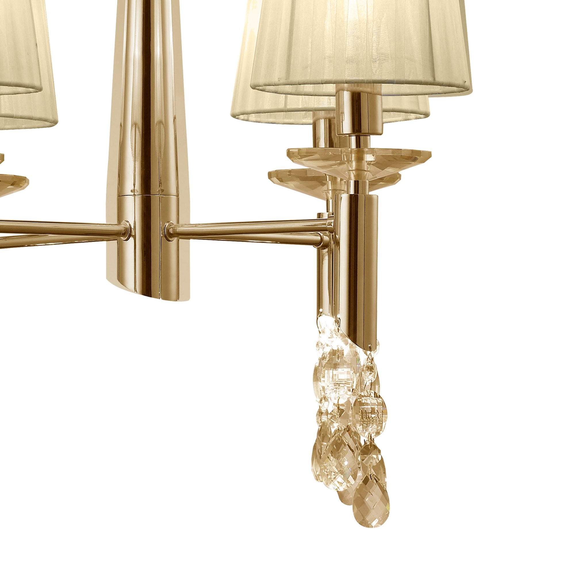 M3852FG Tiffany Pendant 4+4 Light E14+G9 French Gold Cream Shades & Clear Crystal