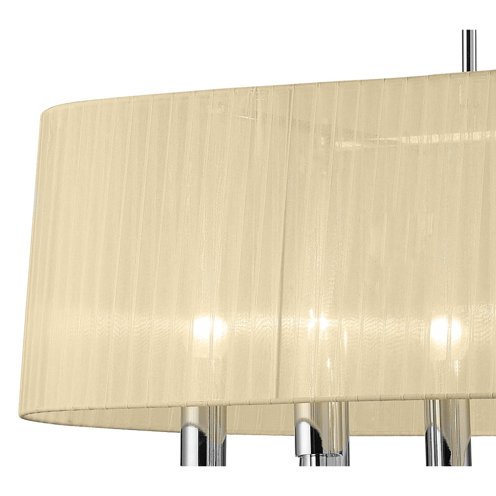 M3853/CS Tiffany Pendant 6+6 Light E27+G9 Oval Polished Chrome Cream Shade & Clear Crystal
