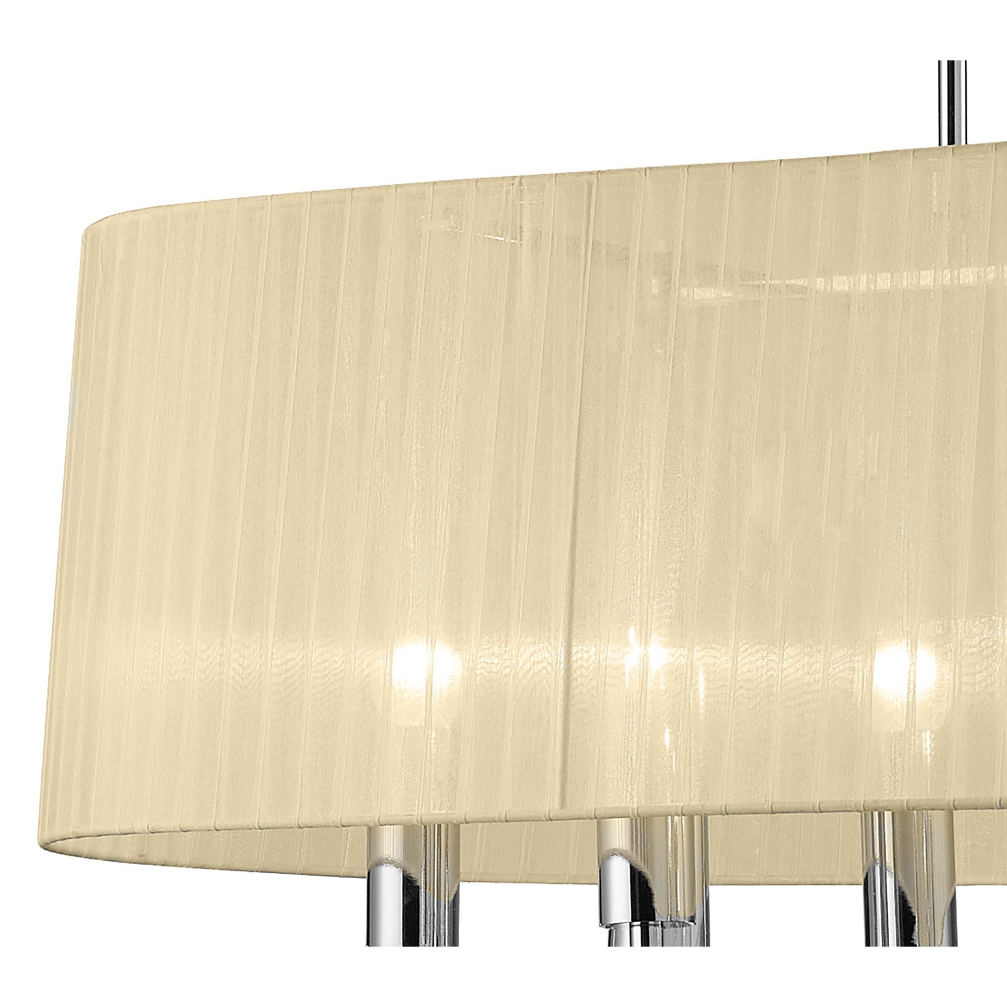 M3853/CS Tiffany Pendant 6+6 Light E27+G9 Oval Polished Chrome Cream Shade & Clear Crystal