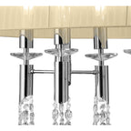 M3853/CS Tiffany Pendant 6+6 Light E27+G9 Oval Polished Chrome Cream Shade & Clear Crystal