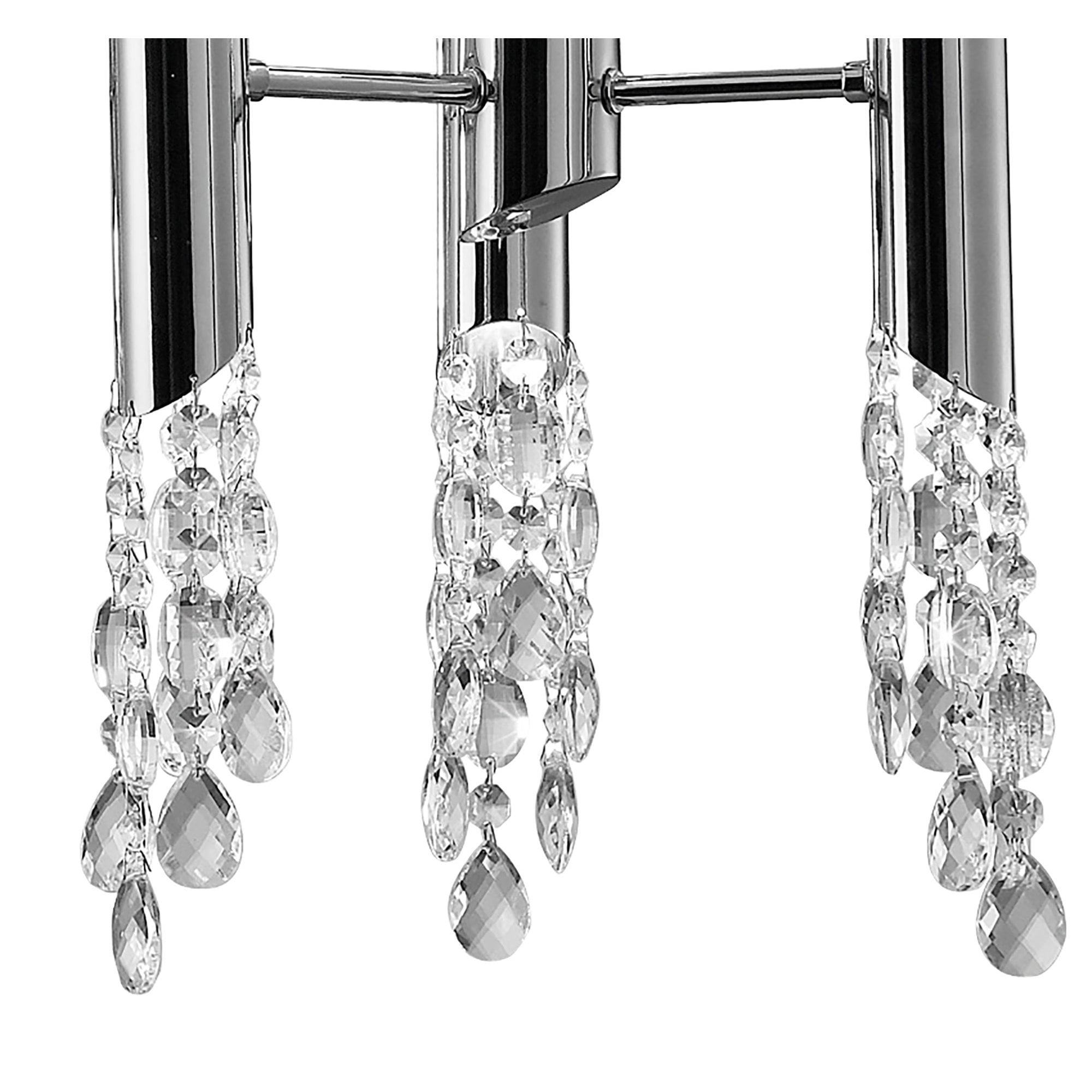 M3853/CS Tiffany Pendant 6+6 Light E27+G9 Oval Polished Chrome Cream Shade & Clear Crystal