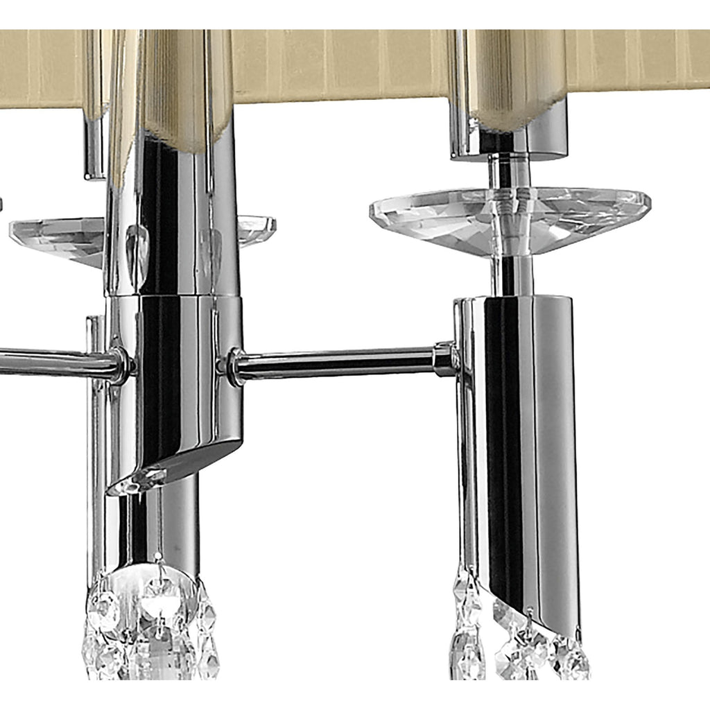 M3853/CS Tiffany Pendant 6+6 Light E27+G9 Oval Polished Chrome Cream Shade & Clear Crystal