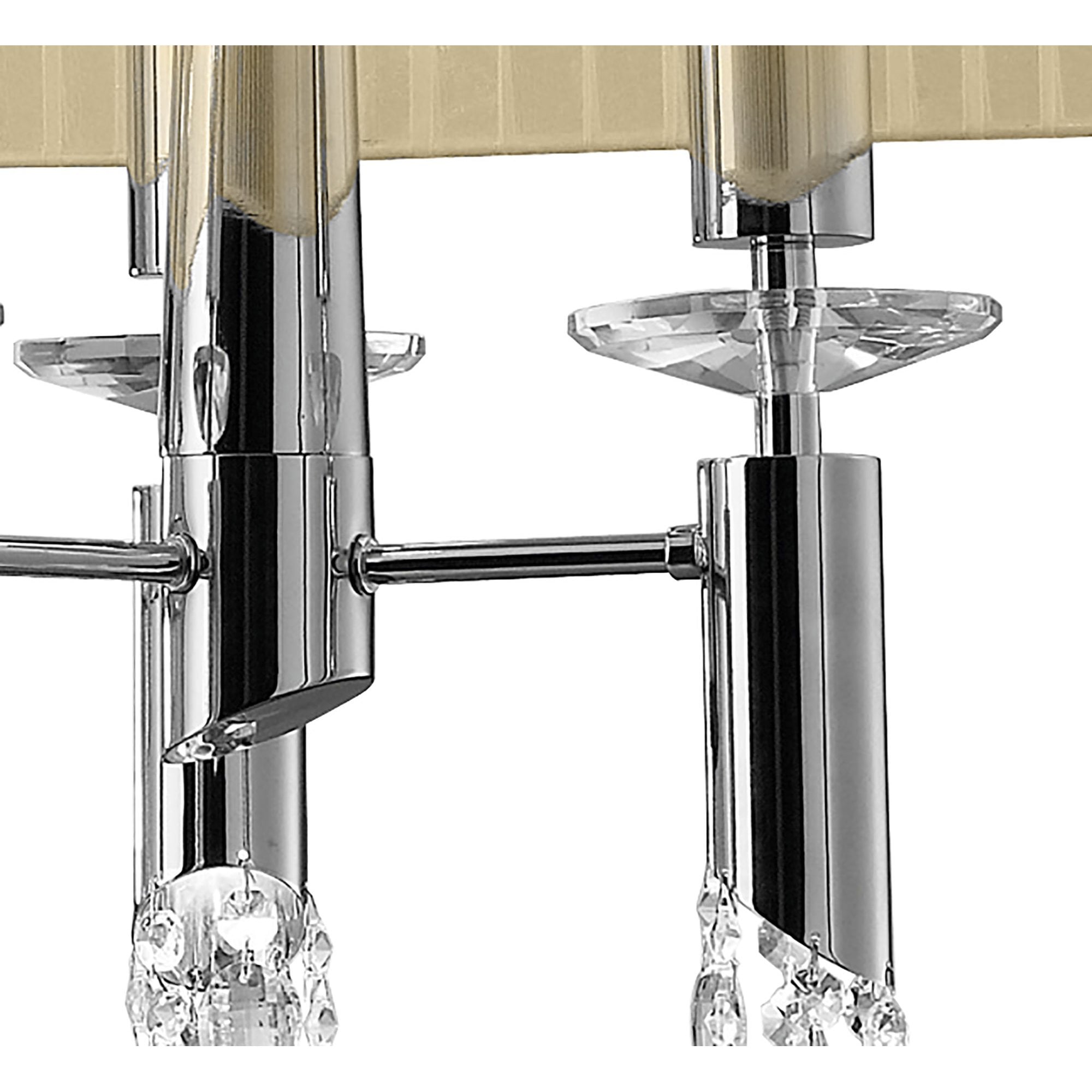 M3853/CS Tiffany Pendant 6+6 Light E27+G9 Oval Polished Chrome Cream Shade & Clear Crystal