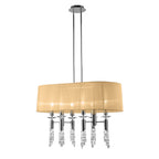 M3853/SBS Tiffany Pendant 6+6 Light E27+G9 Oval Polished Chrome Soft Bronze Shade & Clear Crystal