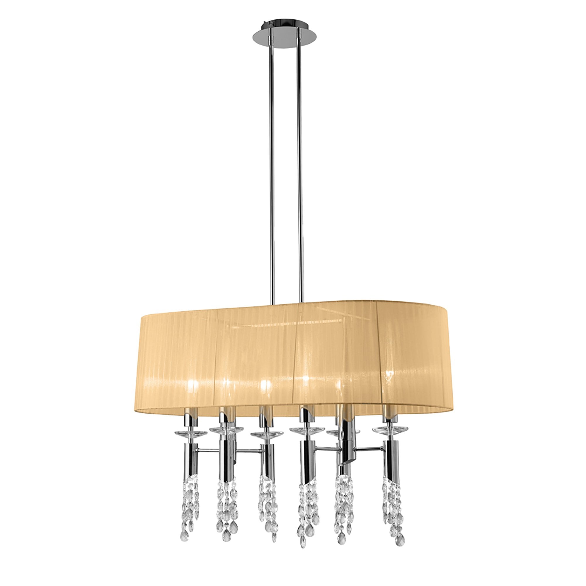 M3853/SBS Tiffany Pendant 6+6 Light E27+G9 Oval Polished Chrome Soft Bronze Shade & Clear Crystal