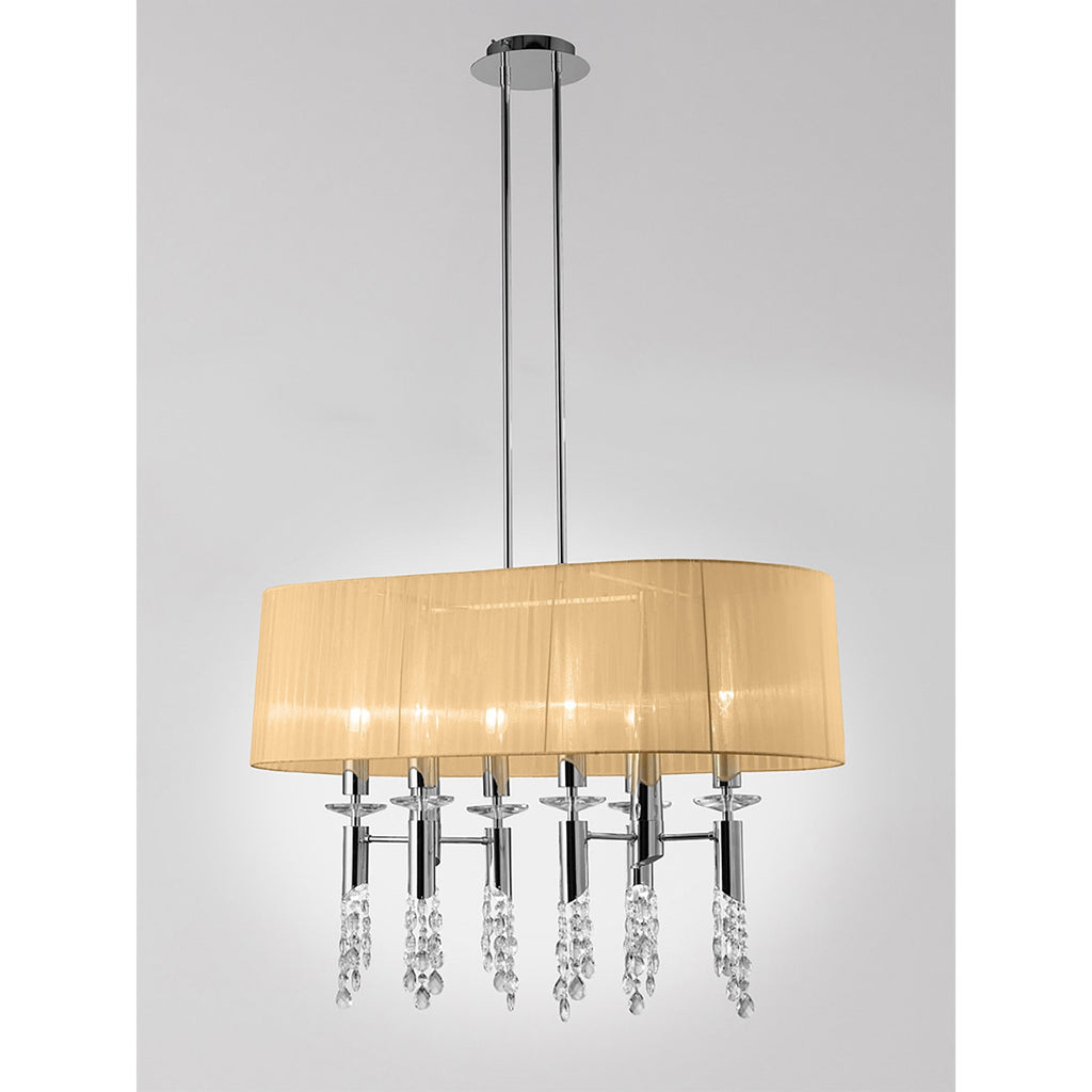 M3853/SBS Tiffany Pendant 6+6 Light E27+G9 Oval Polished Chrome Soft Bronze Shade & Clear Crystal
