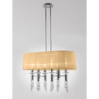 M3853/SBS Tiffany Pendant 6+6 Light E27+G9 Oval Polished Chrome Soft Bronze Shade & Clear Crystal