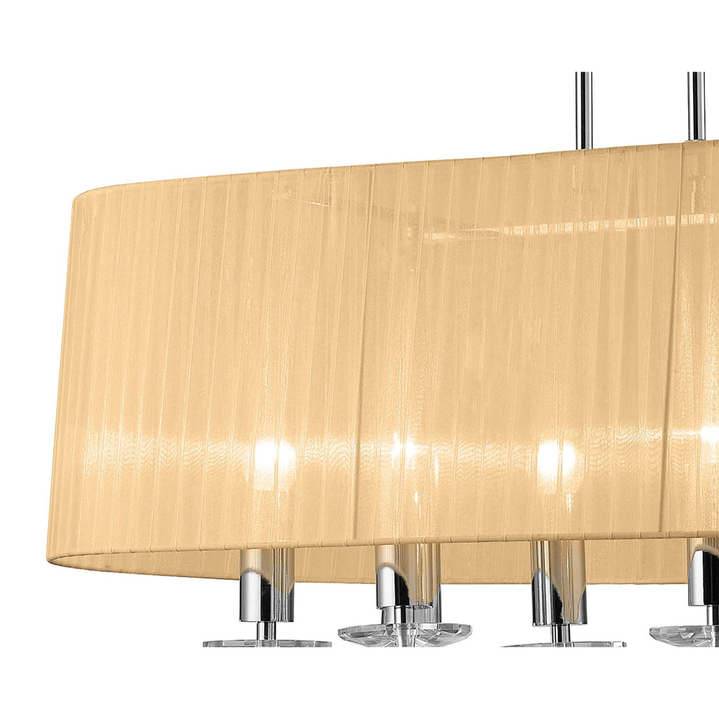M3853/SBS Tiffany Pendant 6+6 Light E27+G9 Oval Polished Chrome Soft Bronze Shade & Clear Crystal