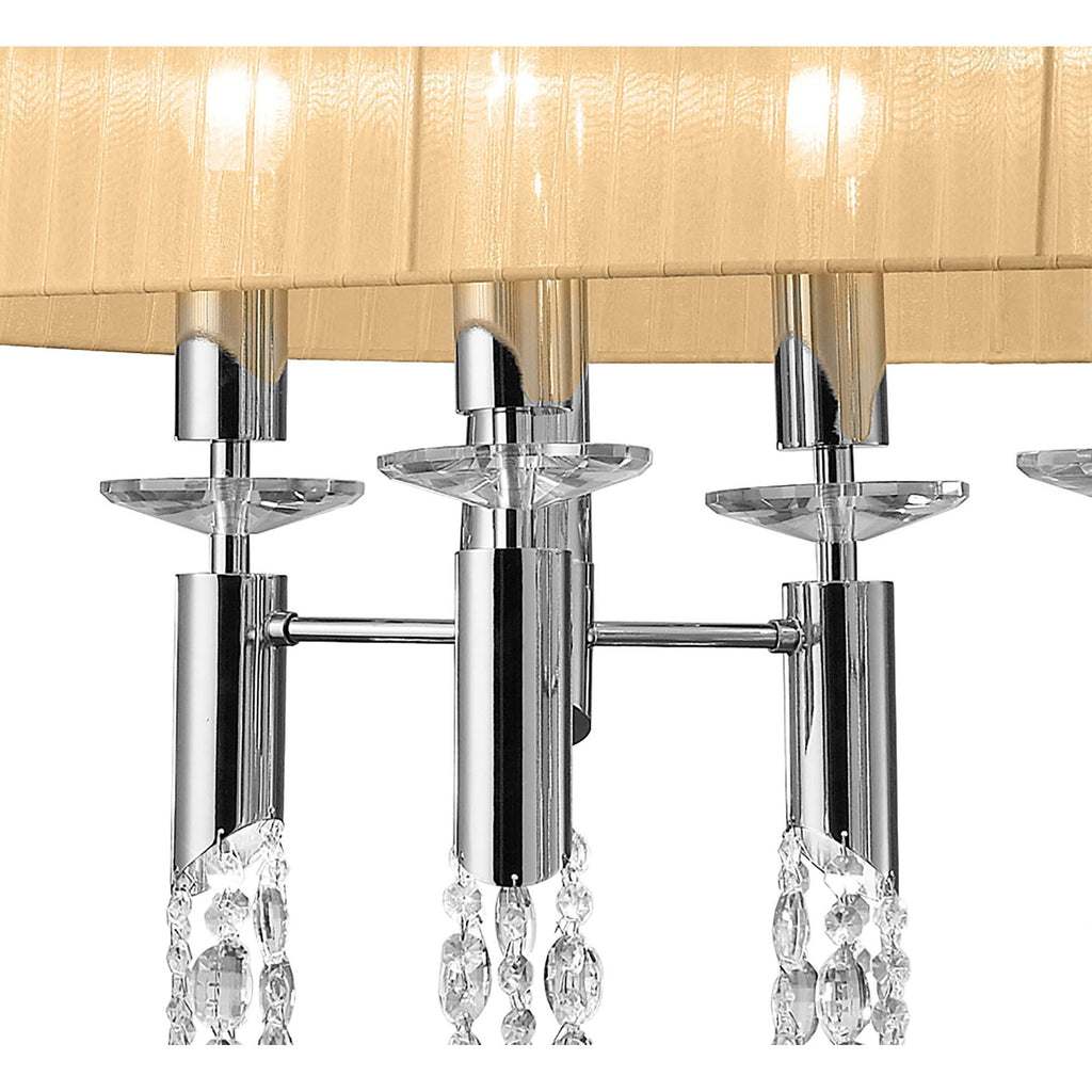 M3853/SBS Tiffany Pendant 6+6 Light E27+G9 Oval Polished Chrome Soft Bronze Shade & Clear Crystal