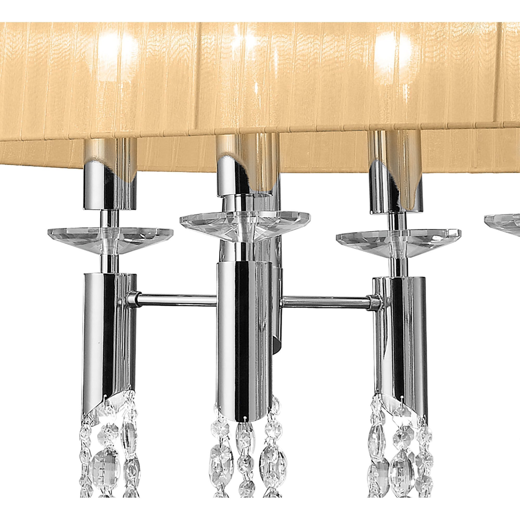 M3853/SBS Tiffany Pendant 6+6 Light E27+G9 Oval Polished Chrome Soft Bronze Shade & Clear Crystal